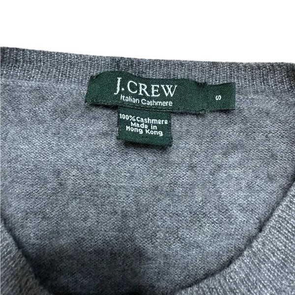 90s Vintage J Crew Gray Italian Cashmere Crewneck Sweater Small - Image 4