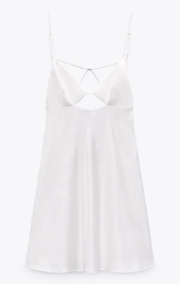 ZARA Dress Mini Satin Lingerie Effect White Wedding Bridal Shower Vacation Summer - Image 8