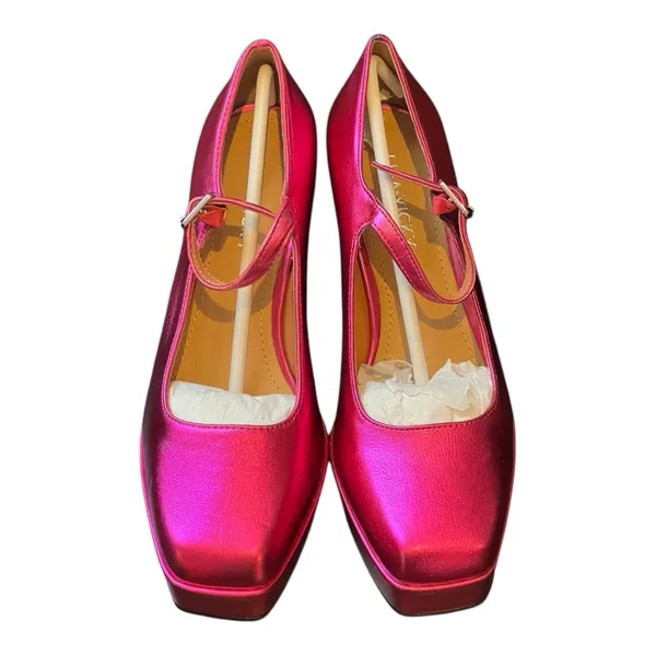 Lisa Vicky Notice Mary‎ Jane Platform Pump Metallic Pink Finish Women's Size 6 M - Image 10