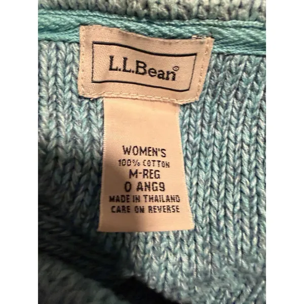 LL L.L. Bean Knit Sweater Chunky Teal Fisherman Grandma New England Coastal Knit - Image 4