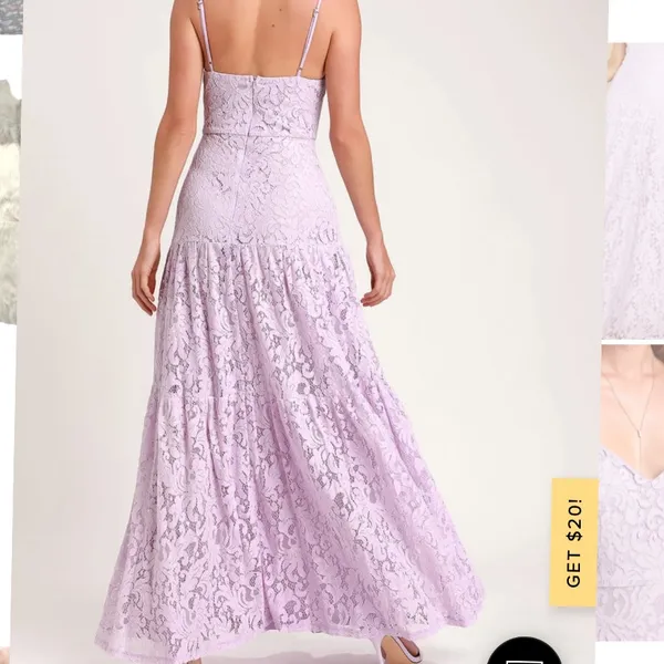 Lulus lace lavender maxi formal dress Xs - Image 17