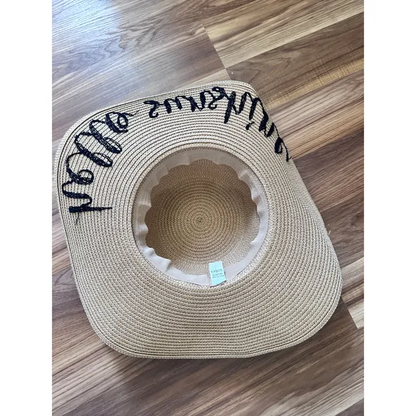 Yellow Sunshine Paper Brown Floppy Sun Hat - Image 2