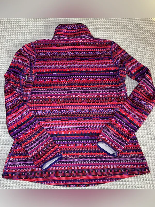 Nike Pro Dri-FIT Womens XL Half Zip Pullover Pink Purple Geometric Stripe Top - Image 8