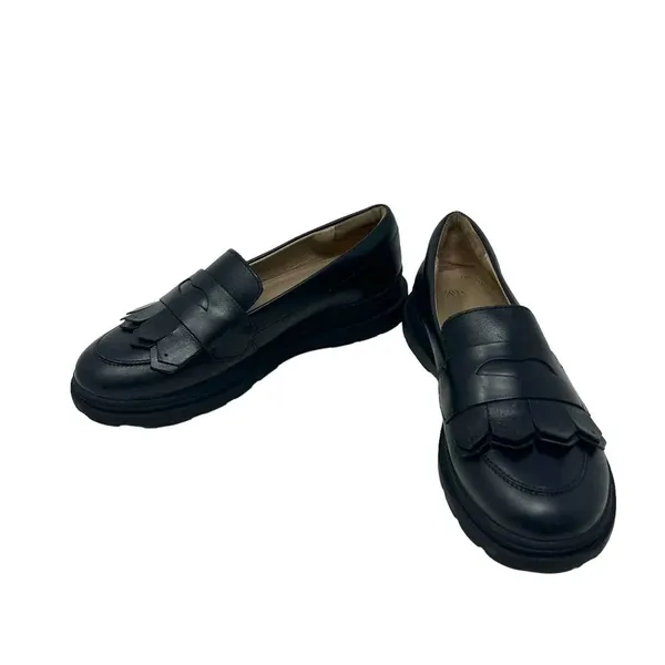 Zara Top Grade Leather Black Fringe Platform Loafers Size‎ 36 / US 5.5 - Image 4