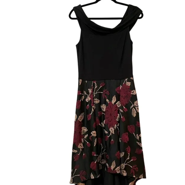 Anthropologie Hutch Black Red Floral Cowl Neck Knee Length Dress Womens 6 Formal - Image 2