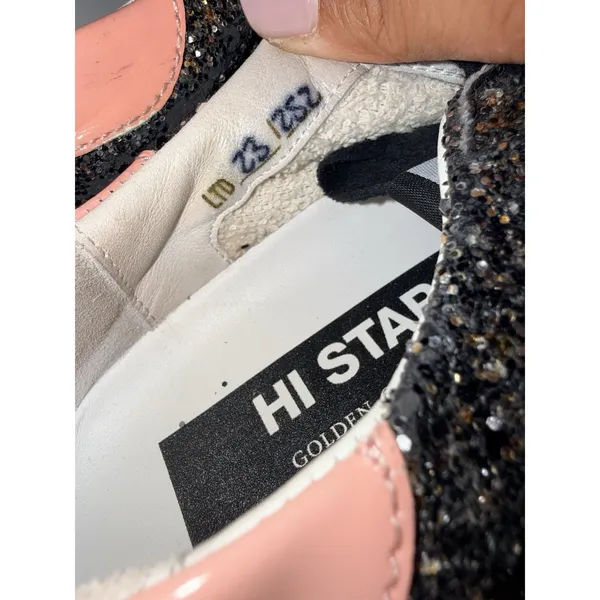 GOLDEN GOOSE Hi Star Glitter Star Black Pink Gold White‎ Women's Sneakers Sz 38 - Image 4