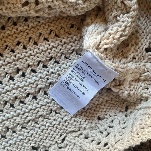 American Eagle Crochet Knit Sweater Women’s S Beige Open Knit Long Sleeve NWT - Image 7