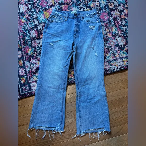 Pistola Distressed Wide Leg Crop Jeans Womens 27 Blue - Image 6