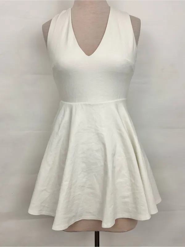 Lulus Going Steady White Backless Strappy Skater Dress small - Image 3