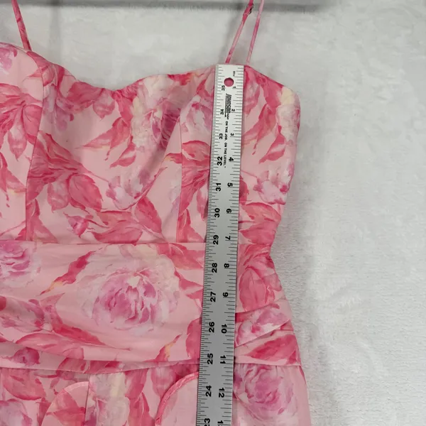 Saints & Secrets Pink Floral Ruffle High-Low Maxi Dress US S Sweetheart Romantic - Image 5