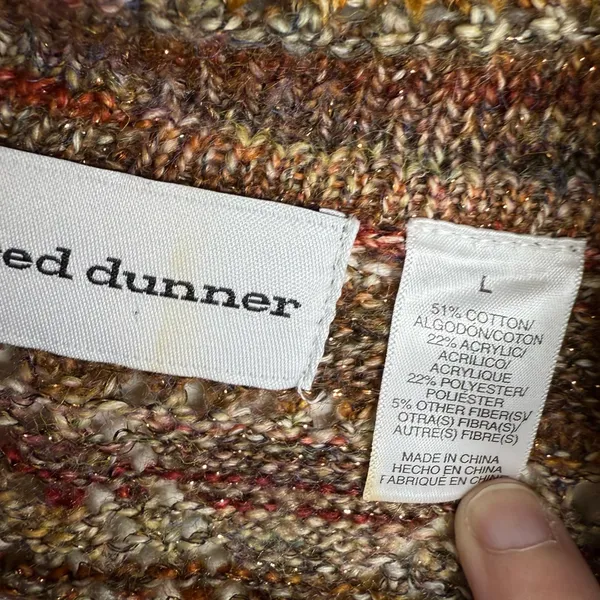 Alfred Dunner Open Front Sweater Cardigan Neutral Tone Women’s Sz Large Metallic - Image 3