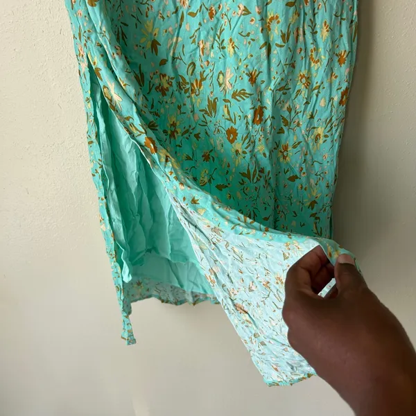 Hello Molly Teal Floral Side Slit Midi Dress US Size 6 - Image 8