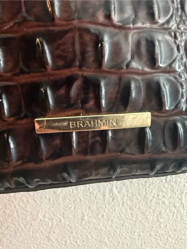 Brahmin Katie Crossbody Bag in Chocolate Melbourne Croc-Embossed Leather - Image 11
