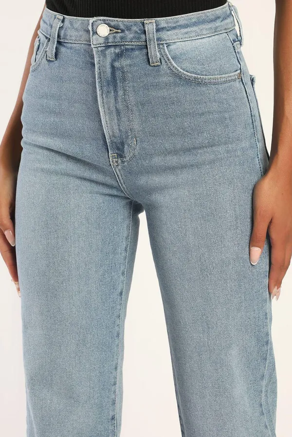 Just Black Denim Truly Cool Light Wash Ribcage Straight Leg Jeans - Image 3