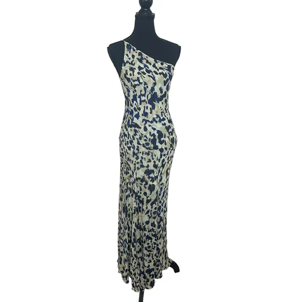 Shona Joy Leopard Chiffon Gown SIZE 4 One Shoulder Dress Formal Designer $480 - Image 7