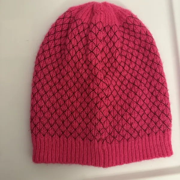Betsey Johnson Hot Pink Knit Beanie Women's One Size Winter Hat - Image 4