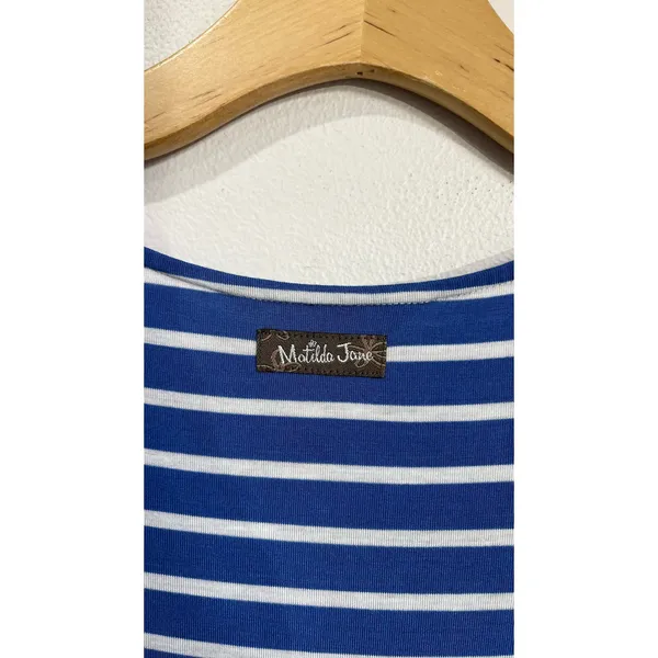 Matilda‎ Jane The Road Ahead Stripe Maxi Dress Blue White Pockets Sz M - Image 7