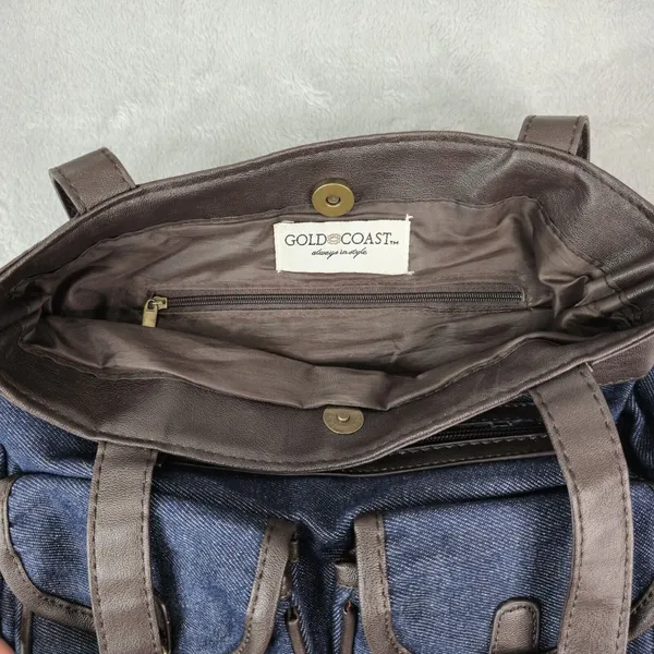 Gold Coast Blue Denim Faux Leather Shoulder Bag‎ - Image 5