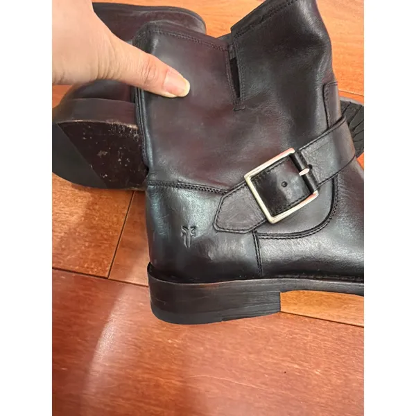 Frye Engineer Boots Womens Black Leather Buckle‎ Moto Ankle 6.5 3470645 - Image 5