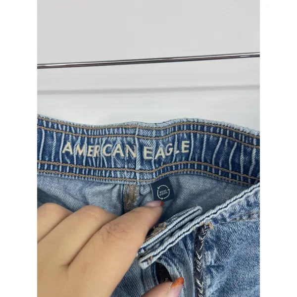 American‎ Eagle Womens Cargo Pocket Super High Rise Jogger Jeans Blue Sz 16 Bin9 - Image 2