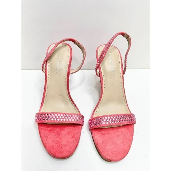 Marc Fisher Betila Pink Rhinestone Slingback Stiletto Sandals Womens 7.5 M‎ - Image 4