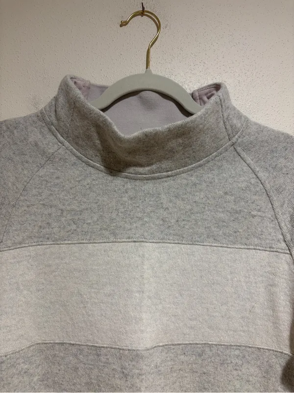 Prana Dessau Wool Blend Colorblock Stripe Mock Neck Sweater Gray Grey Size XL - Image 7