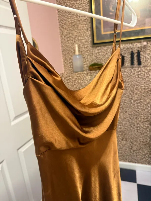 Silky brown bridesmaids dress - Image 3
