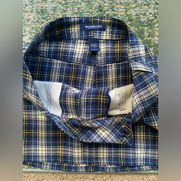 Vintage Y2K Abercrombie & Fitch navy plaid school girl mini pencil skirt, size 4 - Image 8
