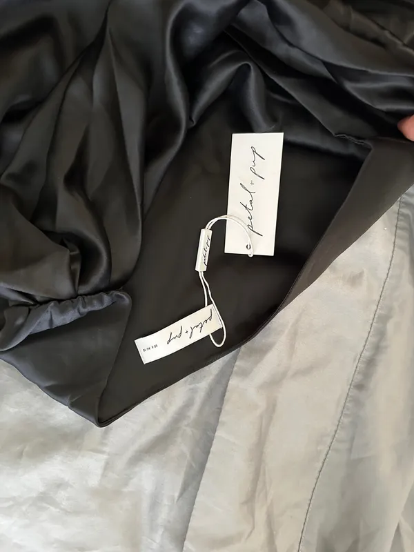 Petal & Pup Maxi Dress Black Nadia One-Shoulder Satin 6 - Image 7
