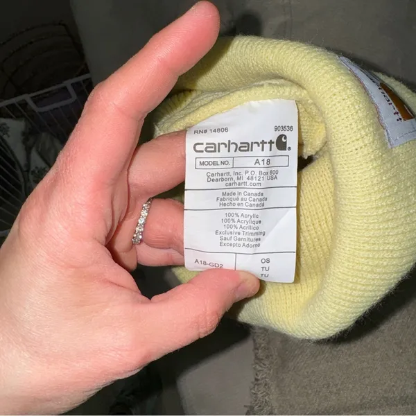 Carhartt WIP beanie hat logo patch unisex knit foldover acrylic limoncello watch - Image 5