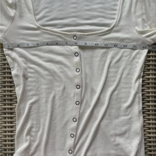 Maeve by Anthropologie Ribbed Square Neck Shirt small‎ boho layered classic - Image 8
