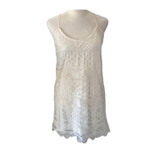 Anthropologie E by Eloise Ivory Lace Chemise Butterfly Dress S - Image 3