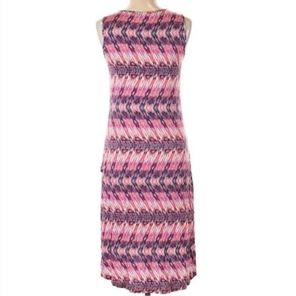 Anthropologie Design History pink abstract print midi dress size large - Image 2