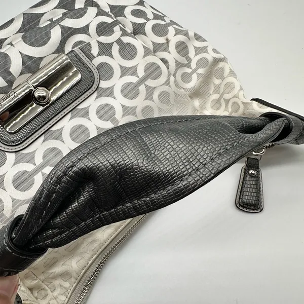 Coach Kristen Shoulder Bag Op Art Ombre Gray Fabric and Leather Purse 16793 - Image 7