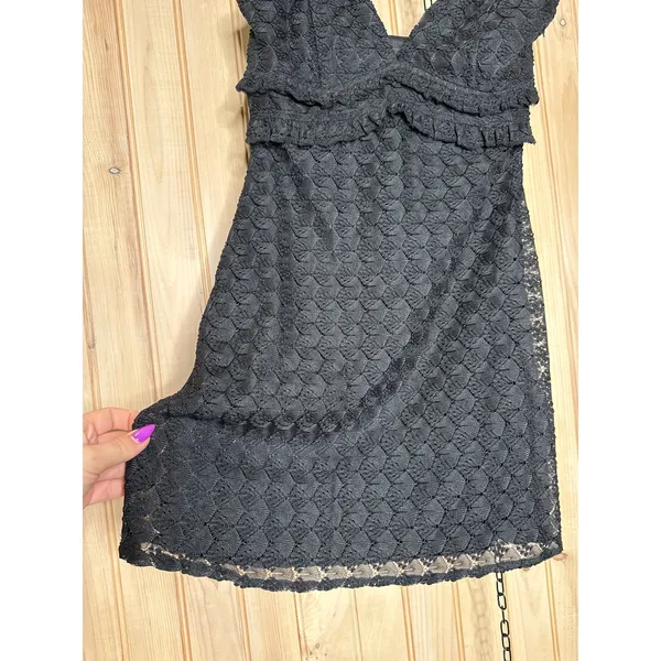 NWT Lulus Melosa Black Textured Ruffled Mini Dress LBD Sheath Party Resort Sz S - Image 5