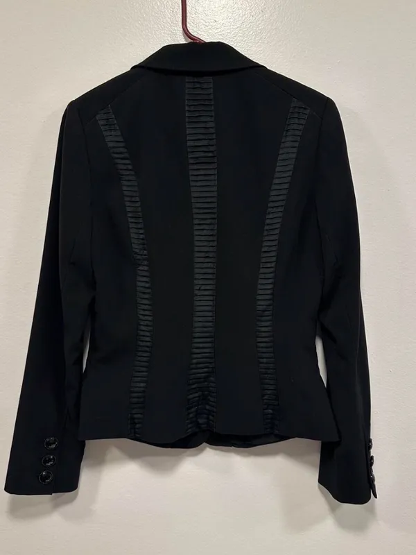Cache Black vintage Y2K Pleated-Trim Tailored Blazer Size 6 - Image 4