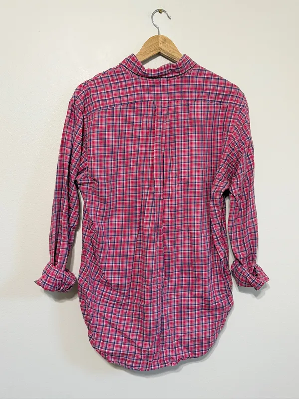 Ralph Lauren Oversized Button Down Shirt Size Medium Plaid Navy Women’s - Image 7