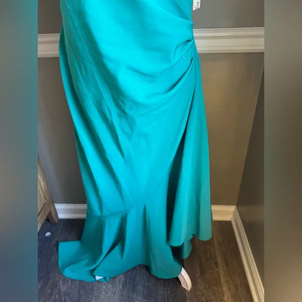 NEW Eliza J Asymmetrical One-Shoulder Dress Women's‎ Turquoise Sleeveless 14 - Image 3