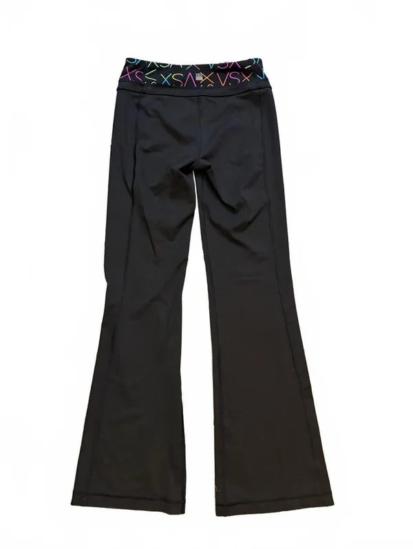 Y2K Victoria’s Secret XS Low Rise Black Flare Yoga Pants Multicolor Logo - Image 7