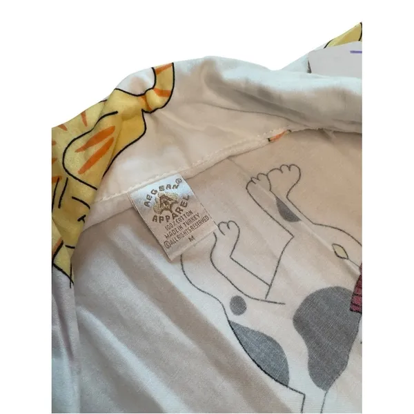 Aegean Apparel Cat Print 100% Cotton Pajama Set White Womens Medium EUC - Image 9