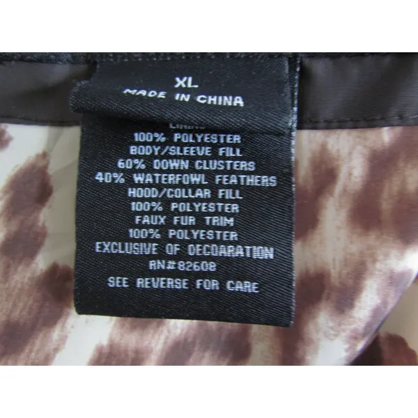 Free Country Power Down Parka XL‎ Brown Leopard Lining Puffer Jacket - Image 5