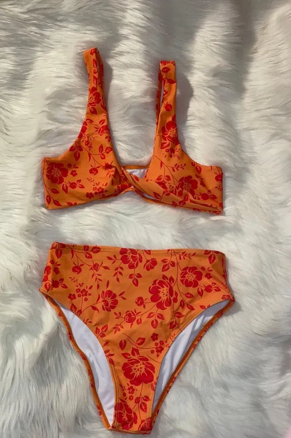 Orange Floral Bikini Set - Image 2