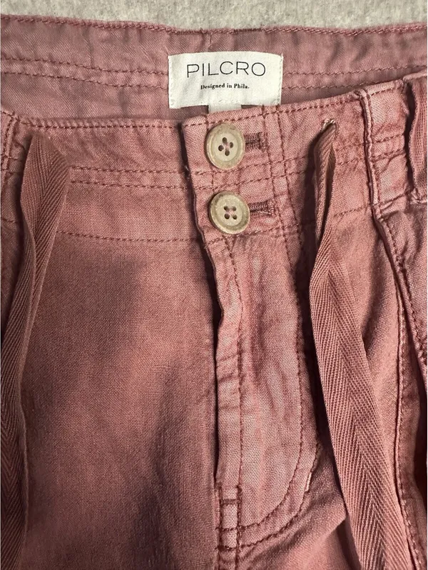 Anthro Pilcro Pink Beach Cargo Linen Blend Wide Leg Women’s 26 - Image 3