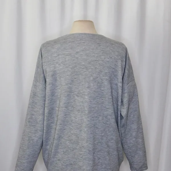 ZARA Heathered Gray Cinched Sweater V Neck Pullover Cinchable Cinched Top Large - Image 9