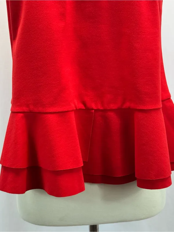 Anthropologie Tomato Red Mock Neck Sleeveless Peplum Blouse Tank M Preppy - Image 4