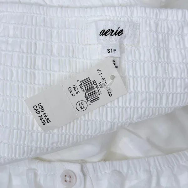 Aerie White Ruffle Sleeve Romper - Image 3