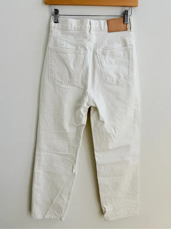 Zara The Bliss Straight Jeans Size 2 Color White Distressed Y2k - Image 12