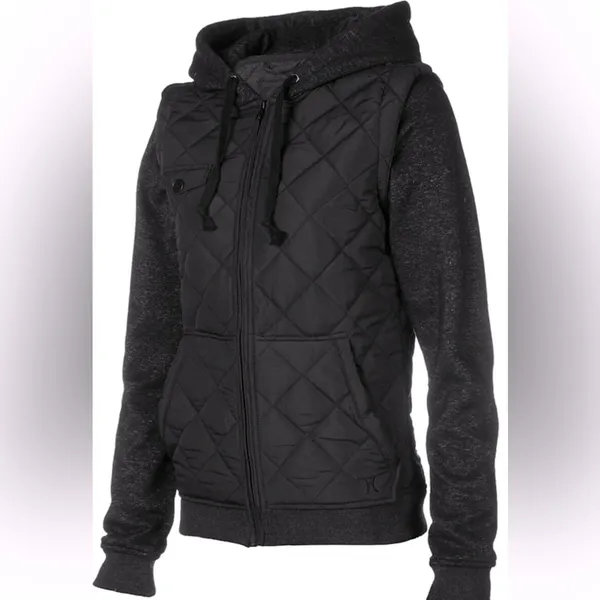 HURLEY Bristol BLK quilted jacker Sz L - Image 2