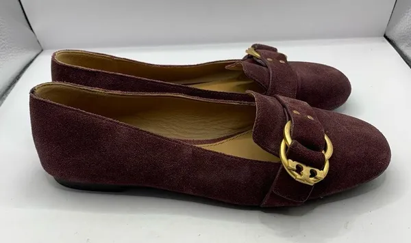 Women's 6 Tory Burch Marden Suede Flats Malbec Purple - Image 5