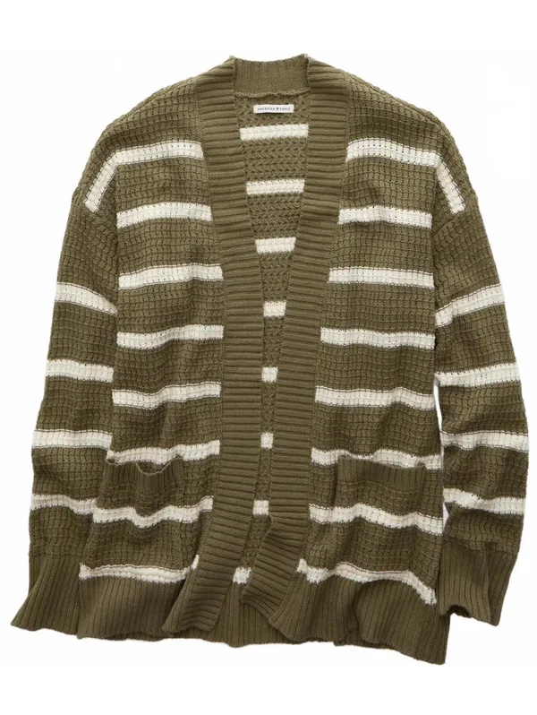 AE Open Knit Cardigan American Eagle NWT Washed Olive XS - Image 6